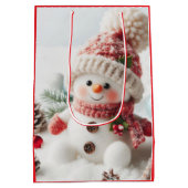 Feestelijke Kerstman Sneeuwpop Medium Cadeauzakje (Achterkant)