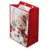 Feestelijke Kerstman Sneeuwpop Medium Cadeauzakje (Achterkant Gekanteld)