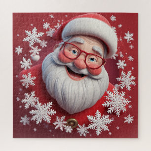 Feestelijke Kerstman Sneeuwval Scene Voor Kerstpre Legpuzzel