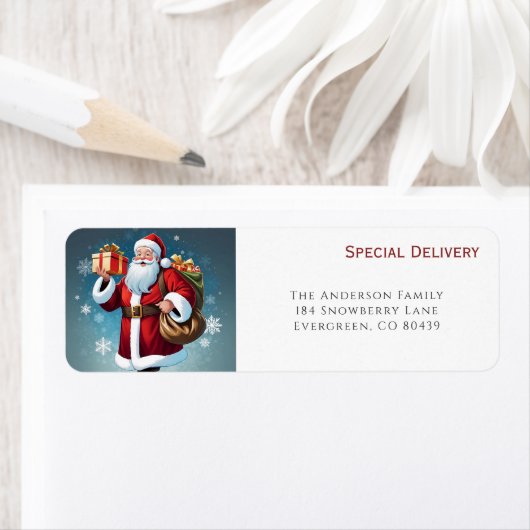 Feestelijke Kerstman Speciale Levering Retouradres Etiket (Insitu)