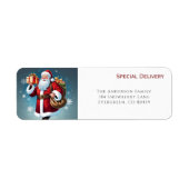 Feestelijke Kerstman Speciale Levering Retouradres Etiket (Voorkant)