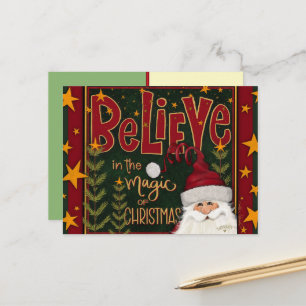 Feestelijke Kerstman Sterren Geloven Inspiriviteit Briefkaart