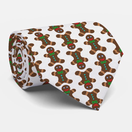 Feestelijke kerstman van gemberkoek Kerstpatroon Stropdas (Opgerold)