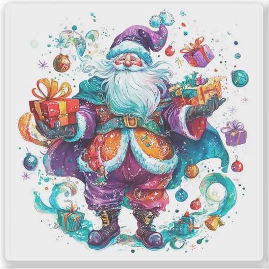 Feestelijke kerstman verspreidt juichen in decembe sticker (Voorkant)