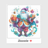 Feestelijke kerstman verspreidt juichen in decembe sticker (Vel)