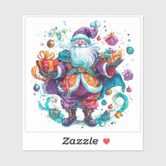 Feestelijke kerstman verspreidt juichen in decembe sticker (Vel)