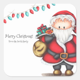 Feestelijke kerstman vierkante sticker