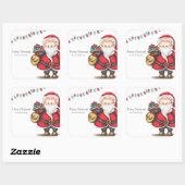 Feestelijke kerstman vierkante sticker (Vel)