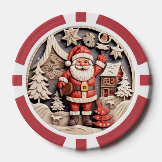 Feestelijke Kerstman voeg tekst toe Poker Chips (Voorkant)