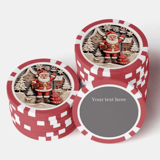 Feestelijke Kerstman voeg tekst toe Poker Chips (Opstapeling)