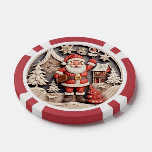 Feestelijke Kerstman voeg tekst toe Poker Chips (Enkel)
