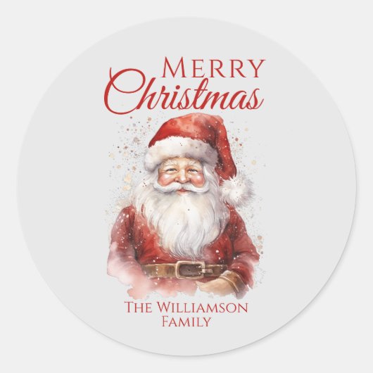 Feestelijke Kerstman Vrolijk Kerstfeest Ronde Sticker (Voorkant)