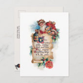 Feestelijke Kerstman w / lantaarn en scroll en gro Briefkaart (Voorkant / Achterkant)