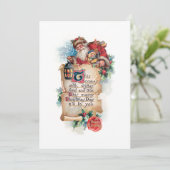 Feestelijke Kerstman w / lantaarn en scroll en gro Feestdagenkaart (Staand voorkant)