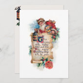 Feestelijke Kerstman w / lantaarn en scroll en gro Feestdagenkaart (Voorkant / Achterkant)
