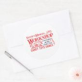 Feestelijke Kerstman werkplaats Ronde Sticker (Envelop)