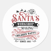 Feestelijke Kerstman Workshop Ronde Sticker (Voorkant)
