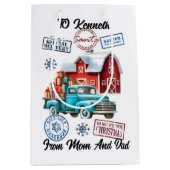 Feestelijke kerstman zak met Stickers Medium Cadeauzakje