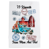 Feestelijke kerstman zak met Stickers Medium Cadeauzakje (Achterkant)