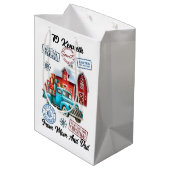 Feestelijke kerstman zak met Stickers Medium Cadeauzakje (Achterkant Gekanteld)