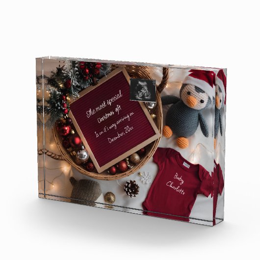 Feestelijke kerstmand zwangerschapsaankondiging fotoblokken (Rechts)