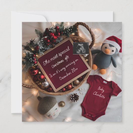 Feestelijke kerstmand zwangerschapsaankondiging kaart (Voorkant)