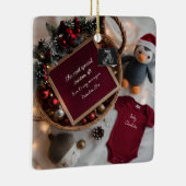 Feestelijke kerstmand zwangerschapsaankondiging keramisch ornament (Rechts)