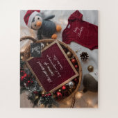 Feestelijke kerstmand zwangerschapsaankondiging legpuzzel (Verticaal)