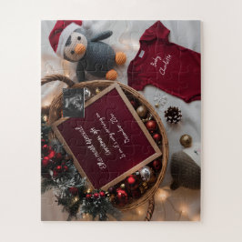 Feestelijke kerstmand zwangerschapsaankondiging legpuzzel