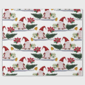 feestelijke kerstmanen, Poinsettia en Bells Cadeaupapier (Vlak)