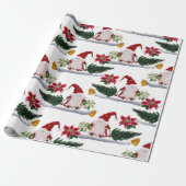 feestelijke kerstmanen, Poinsettia en Bells Cadeaupapier (Uitgerold)