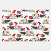 feestelijke kerstmanen, Poinsettia en Bells Inpakpapier Vel (Voorkant 3)