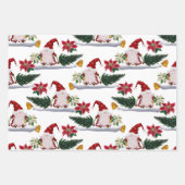 feestelijke kerstmanen, Poinsettia en Bells Inpakpapier Vel (Voorkant 2)