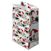 feestelijke kerstmanen, Poinsettia en Bells Klein Cadeauzakje (Voorkant Gekanteld)