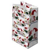 feestelijke kerstmanen, Poinsettia en Bells Klein Cadeauzakje (Achterkant Gekanteld)