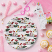 feestelijke kerstmanen, Poinsettia en Bells Papieren Bordje (Feest)