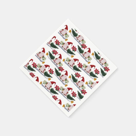 feestelijke kerstmanen, Poinsettia en Bells Servet (Hoek)