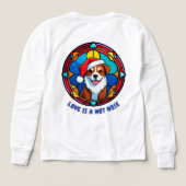 Feestelijke Kerstmanhoed Hond Cartoon (Achterkant)