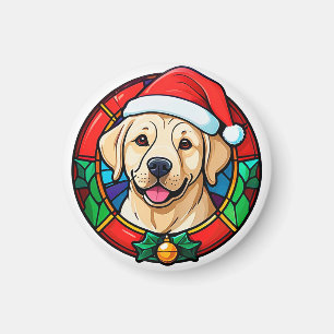 Feestelijke Kerstmanhoed Hond Cartoon Magneet