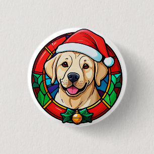 Feestelijke Kerstmanhoed Hond Cartoon Ronde Button 3,2 Cm