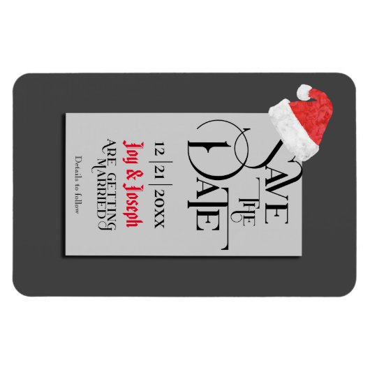 Feestelijke kerstmannetjes, grijs/sla de datum van magneet (Horizontaal)