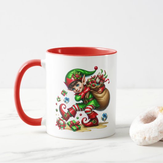 Feestelijke Kerstman's Helper Mok (Met donut)