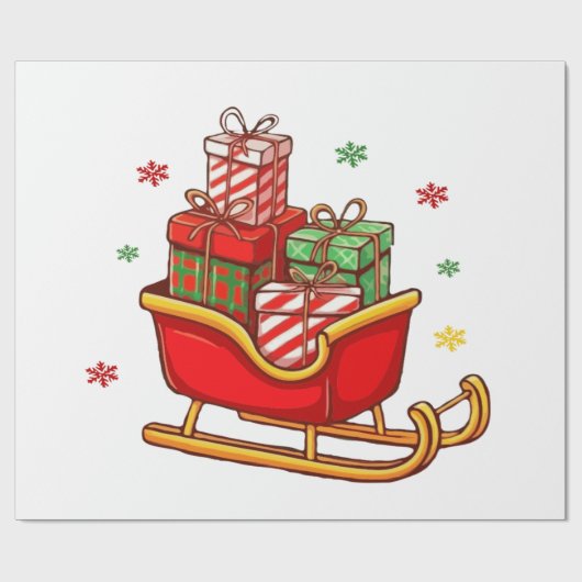 Feestelijke Kerstman's Sleigh Vol met kerstcadeaus Cadeaupapier (Vlak)