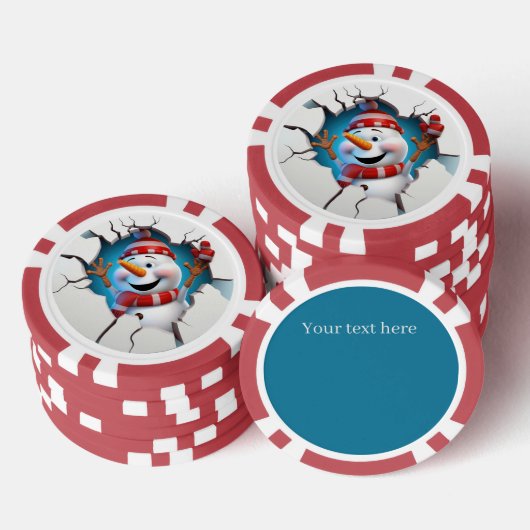 Feestelijke Kerstmis 3dee sneeuwpop tekst toevoege Poker Chips (Opstapeling)