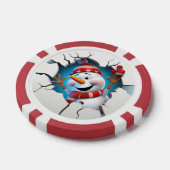 Feestelijke Kerstmis 3dee sneeuwpop tekst toevoege Poker Chips (Enkel)