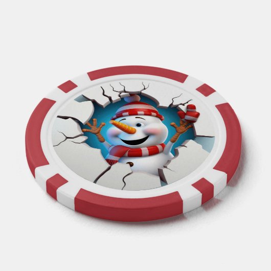 Feestelijke Kerstmis 3dee sneeuwpop tekst toevoege Poker Chips (Enkel)