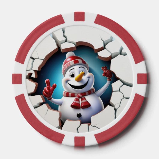Feestelijke Kerstmis 3dee sneeuwpop tekst toevoege Poker Chips (Voorkant)