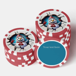 Feestelijke Kerstmis 3dee sneeuwpop tekst toevoege Poker Chips