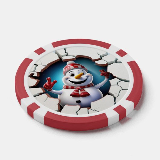 Feestelijke Kerstmis 3dee sneeuwpop tekst toevoege Poker Chips (Enkel)