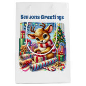 Feestelijke Kerstmis aanpasbare verpakking rendier Medium Cadeauzakje (Voorkant)